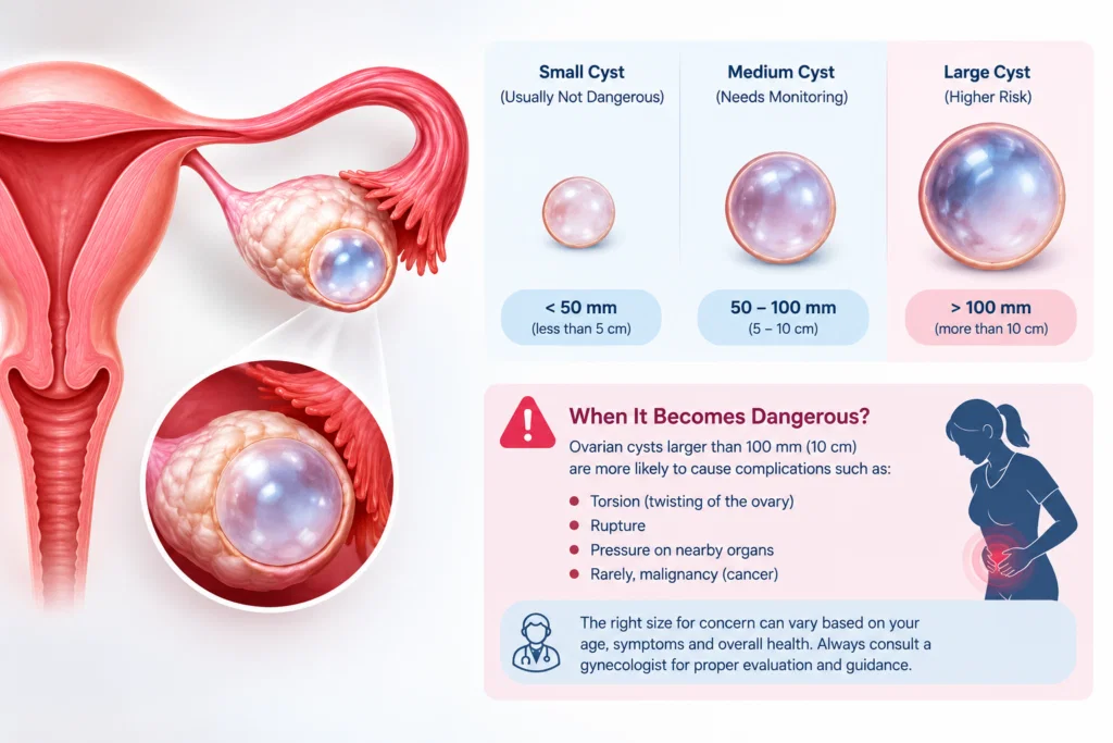 What Size of Ovarian Cyst Is Dangerous in mm